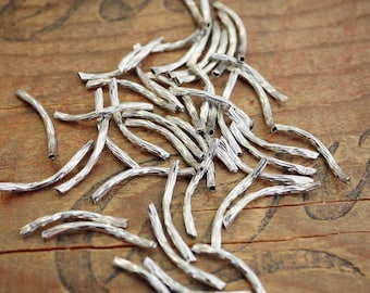 Noodle Tubes Curved Tube Beads Wavy Tubes Silver Tube Beads (About 46) 25mm