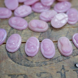 Small Vintage Pink Cameo Cabochon 12x8mm Cabochon Glass Cabochon Pink (6 Pcs) HD45-Pink