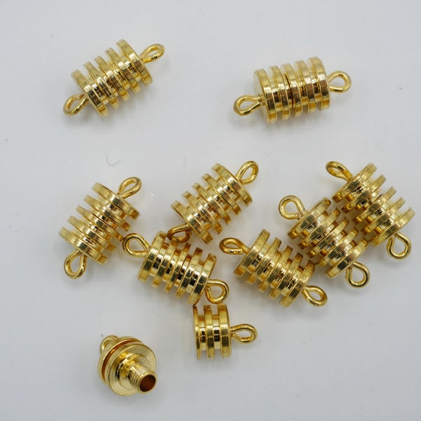 Gold Barrel Clasp Fancy Clasp 17x8mm Barrel Screw Clasp Gold Screw Clasp (6 pcs) W53