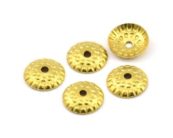 100 Pieces Raw Brass Bead Caps 1869C-U-24 10mm
