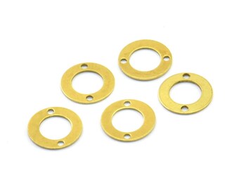 32 mm 2 Holes And Middle Hole Connector Middle Hole Connector Raw Brass Circle Connector SKU RW388