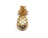 Brass Pineapple Pendant - 3 Raw Brass Pineapples, Without Holes (30x13.4x6.3mm) N243