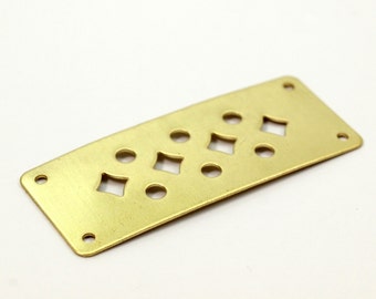 0.8 x 10 x 25 mm 2 Hole Raw Brass Rectangle Blanks Findings