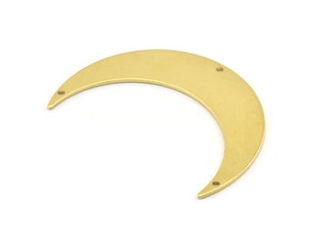 24 Raw Brass Crescent Moon Charms With 2 Holes Blanks Brass Moon Charm 20x6x0.80mm A2235