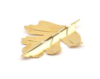 6pcs x Shiny Brass Maple Leaf Leather Sliders Spacers Beads for 7mm Flat Cord 14674BR Nickel Free Lead Free