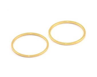 50 Raw Brass Circle Connectors BS 1093 22mm Circle Connectors 22x1x1mm