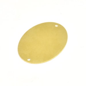 Brass Cabochon Tag, 10 Raw Brass With 2 Holes Stamping Tag Connectors, Cabochon Tags, Findings (37x27 Mm) Brs 594 A0140