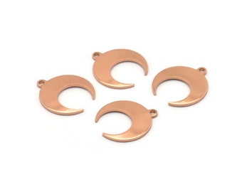 Rose Gold Moon Charm, 6 Rose Gold Plated Brass Crescent Moon With 1 Loop, Earrings (16x14x0.80mm) M01569 H0927