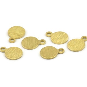 Brass Circle Charm, 50 Textured Raw Brass Round Tags With 1 Loop, Findings (11x8x0.80mm) M342