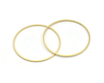 Brass Circle Connector, 40 Raw Brass Circle Connectors (40x0.80mm) Bs 1110