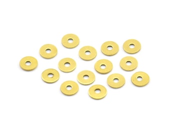 Middle Hole Connector, 250 Raw Brass Round Middle Hole Connector, Bead Caps, Jewelry Findings (4.5mm) Brs 83 A0437
