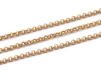 Brass Rolo Chain, Raw Brass Soldered Rolo Chain (1.8mm) Rb 8-16