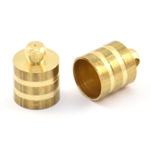 Brass Tassel Ends, 12 Raw Brass End Cap, Cord Tips For 8mm Cords (9x12.3mm) Cap 3 B0022