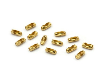 Ball Chain Connector, 100 Raw Brass Ball Chain Connector Clasps For 1.2 To 1.5 Mm Ball Chain, Findings (6x2mm) Bs 1356