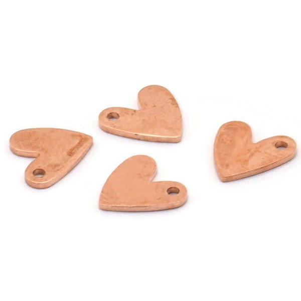 Copper Heart Copper, 50 Raw Copper Heart Charms With 1 Hole (8x1mm) M02180