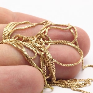 Tiny Cube Chain, 10M Cube Soldered Raw Brass Chain (0.80mm) Bs 1012