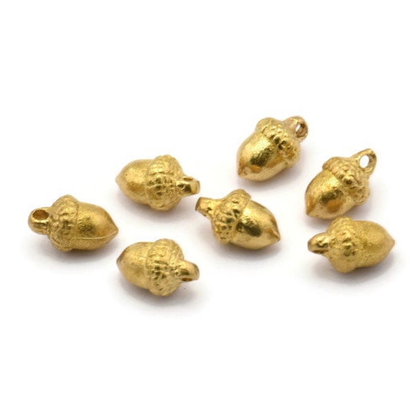 Brass Acorn Bead, 12 Raw Brass Acorn Beads With 1 Loop, Connectors, Beads (10x6mm) BS 2207
