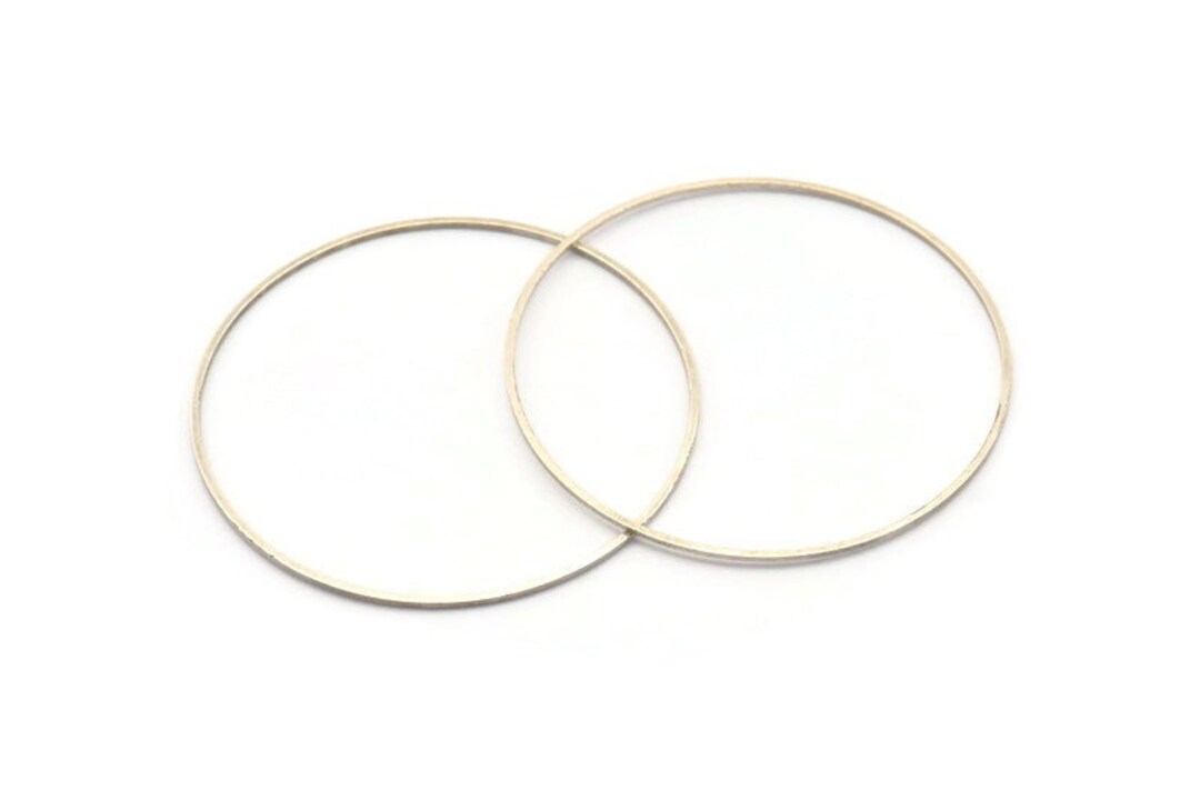 50mm Silver Rings - 24 Antique Silver Brass Circle