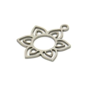 Stahl Blumen Charm, Edelstahl Blumen Charms mit 1 Schlaufe, Charm Ohrringe (21x16x0.80 mm) SMP2015