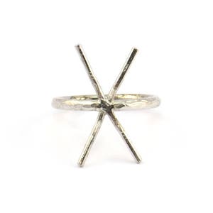 Claw Ring Setting, 2 Silver Tone Claw Ring Blanks With 4 Claws For Natural Stones N0210 H0511