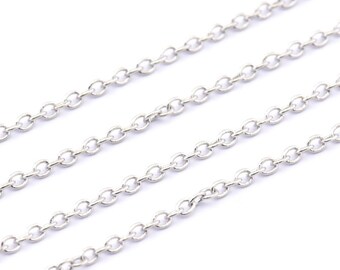 Silver Soldered Chain, Silver Tone Soldered Brass Chain (1.5x2mm) Mb 8-40
