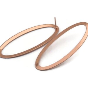 Rose Gold Ellipse Earring, 4 Rose Gold Plated Brass Ellipse Stud Earrings (59x24x0.70mm) B0254 A1173 Q1023