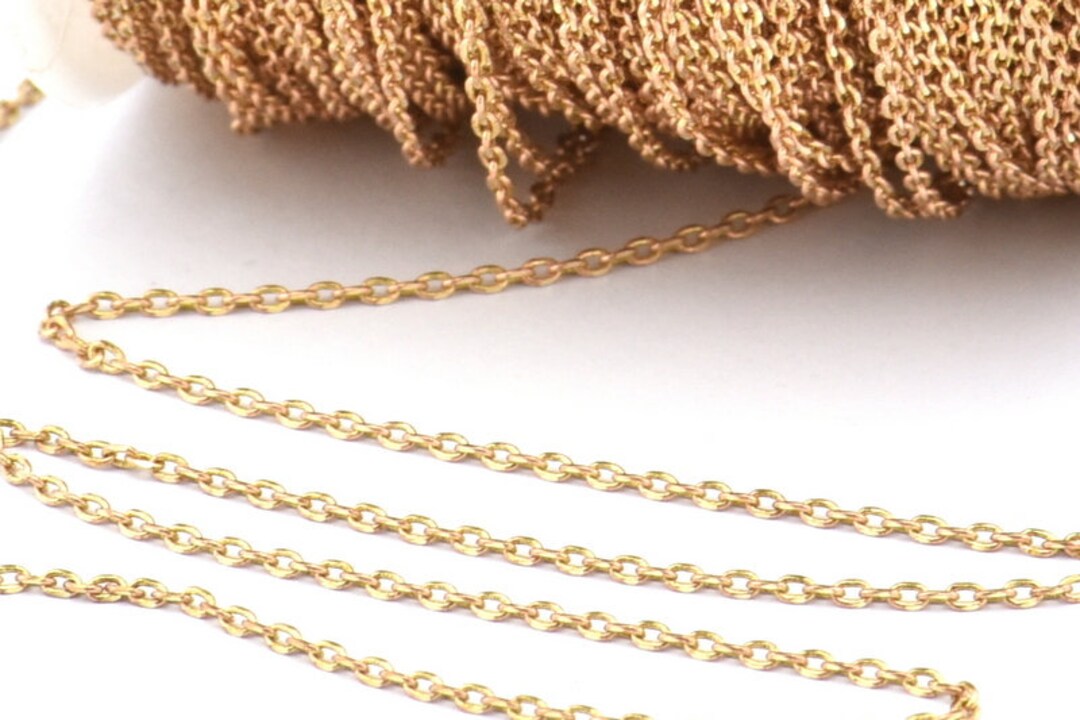 Brass Link Chain, 5m-10m-20m-50m-90m Raw Brass Soldered Chain (1x1