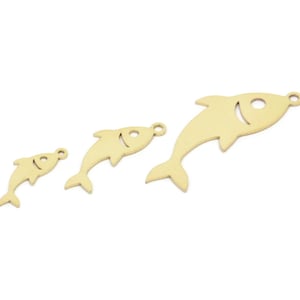 Brass Fish Charm, Raw Brass Fish Charms With 1 Loop, Blanks, Findings (15/20/30x0.60mm) SMP2150