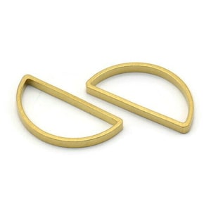 Brass Half Moon, 24 Raw Brass Semi Circle Connectors (23x12x2x0.9mm) E303