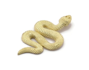 Brass Snake Pendant, Raw Brass Snake Pendants With 1 Loop, Charms, Findings (39x22x2mm) N1595