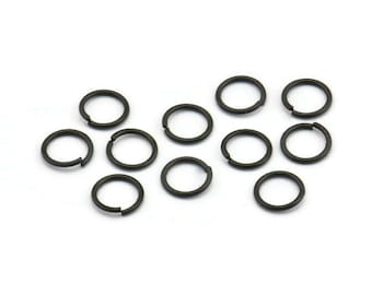 Black Jump Ring, 250 Oxidized Brass Black Jump Rings (7x0.80mm) A0325 S452