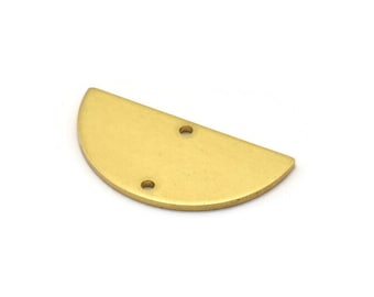 Semi Circle Pendant, 10 Raw Brass Semi Circle Blanks With 2 Holes (30x15x1.2mm) BS 2013