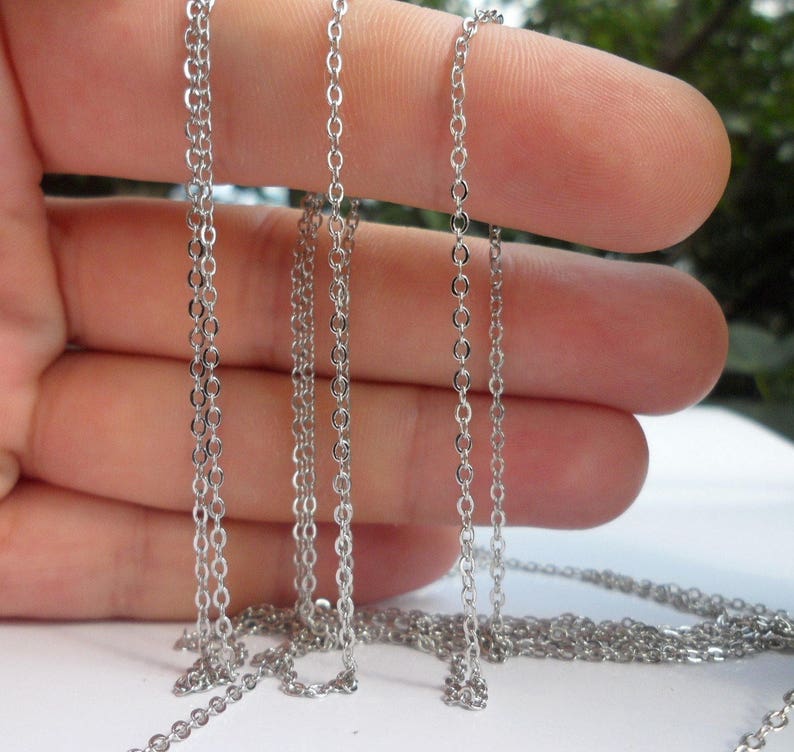 Silver Brass Chain, 10 Meters 33 Feet 1.5x2mm Silver Tone Brass Soldered Chain Y005 Z015 image 3