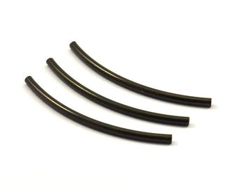 Black Textured Curved Tube Beads, 24 Black Oxidized Brass Curved Tubes (2x40mm) Bs 1405 S103