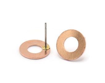 Copper Circle Earring, 12 Raw Copper Circle Stud Earrings (12x0.80mm) M007 A1503