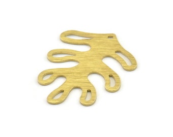 Brass Leaf Charm, 10 Textured Raw Brass Leaf Charms With 1 Hole, Findings (32x25x0.80mm) M484