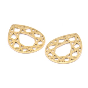 Brass Drop Charm, 24 Raw Brass Drop Shaped Charms With 1 Hole, Pendants, Earrings, Findings (24x19x0.80mm) D851