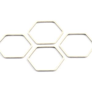 Silver Hexagon Charm, 24 Antique Silver Plated Hexagon Rings (25x1mm) Bs 1227 H0274