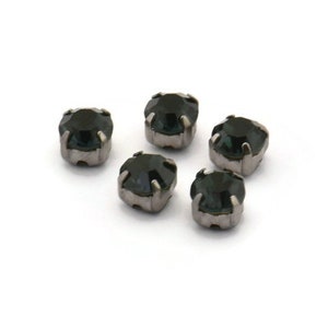 12 Montana Blue Sapphire Crystal Rhinestone Beads With 4 Holes Brass Setting for SS24, Charms, Pendants, Earrings - 5.3mm SS24