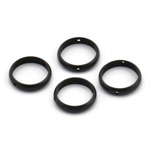12mm Circle Connector, 25 Oxidized Brass Black Circle Ring Connector With 2 Holes, Findings (12x2.5mm) BS 1852 S331