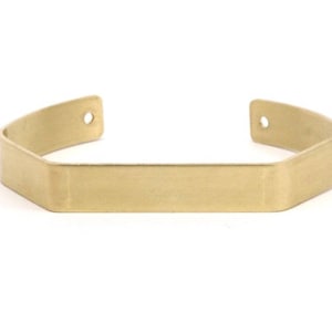 Brass Bracelet Blank - 4 Raw Brass Cuff Bracelet Blank Bangle 2 Holes (145x8x1mm) Brc 179