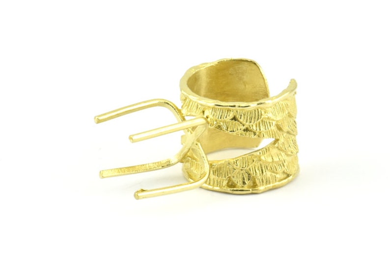 Claw Ring Settings 1 Raw Brass 4 Claw Ring Blanks For Natural Stones E657