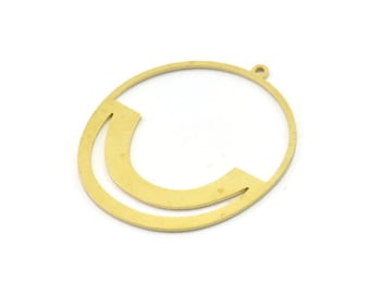 Brass Geometric Charm, Raw Brass Circle Charms With 1 Loop, Charm Earrings (38x34x0.80mm) SMP1628