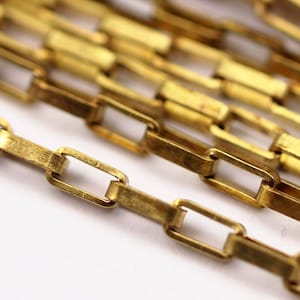 Link Chain, Rectangle Chain, 5 M. Rectangle Raw Brass Chain, Open Link (3.5x2mm) W117 Bs 1377