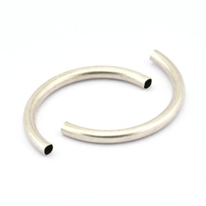 Noodle Curved Tubes - 10 Antique Silver Plated Brass Semi Circle Tubes (3.5x41mm) Bs 1631 H0684