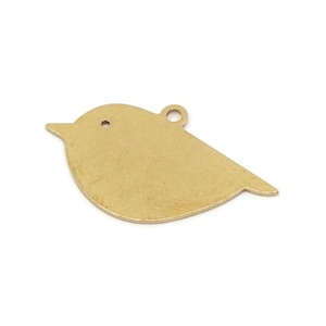 Messing vogelbedel, onbewerkte koperen vogelbedel met 1 lus, dierensieraden (14 x 25 x 0,60 mm) SMP2715