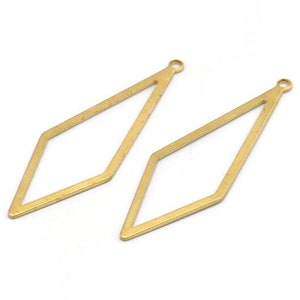 Brass Diamond Charm, 24 Raw Brass Rhombus Charms With 1 Loop, Earrings, Findings (42x14x0,60mm) D0773