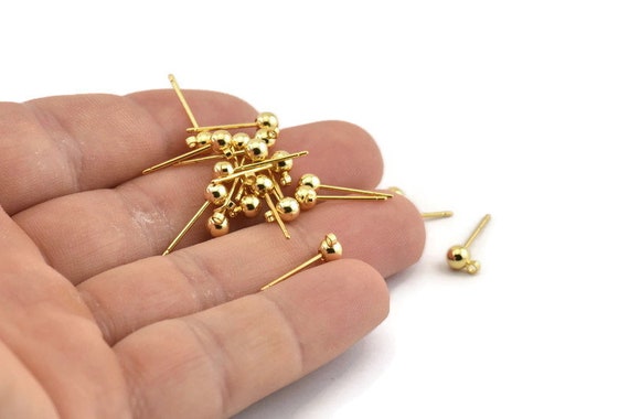 4mm Gold Plating Stainless Steel Ball Stud Earrings, Earring Post for  Jewelry Making, Earring Ball Posts, Jewelry Making Supplies 4 