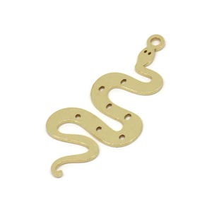 Ciondolo a forma di serpente in ottone, ciondolo a forma di serpente in ottone grezzo con 1 anello, elementi grezzi, componenti (30x12,5x0,60 mm) SMP2600