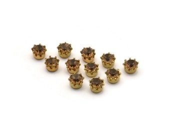 40 perles de thé vintage en cristal de Swarovski strass en laiton brut sertis 4,5 mm T004